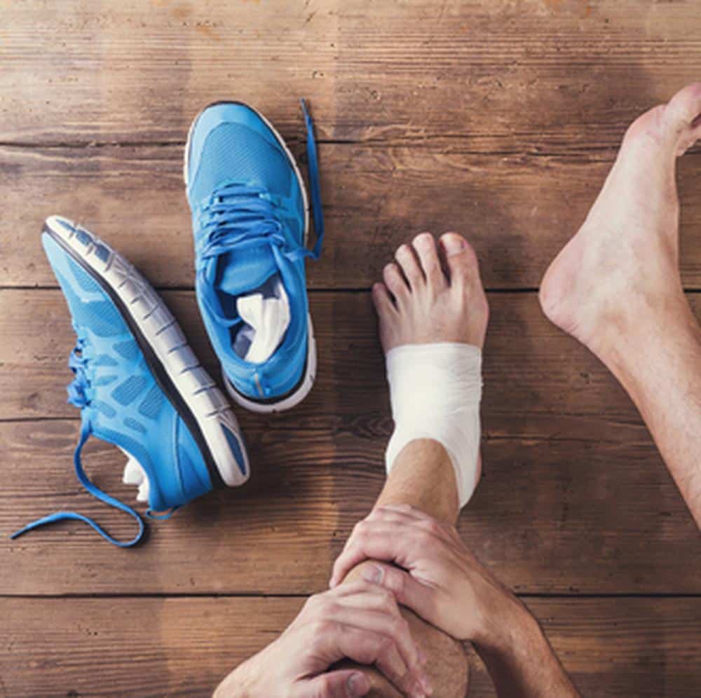 Injured foot and trainers